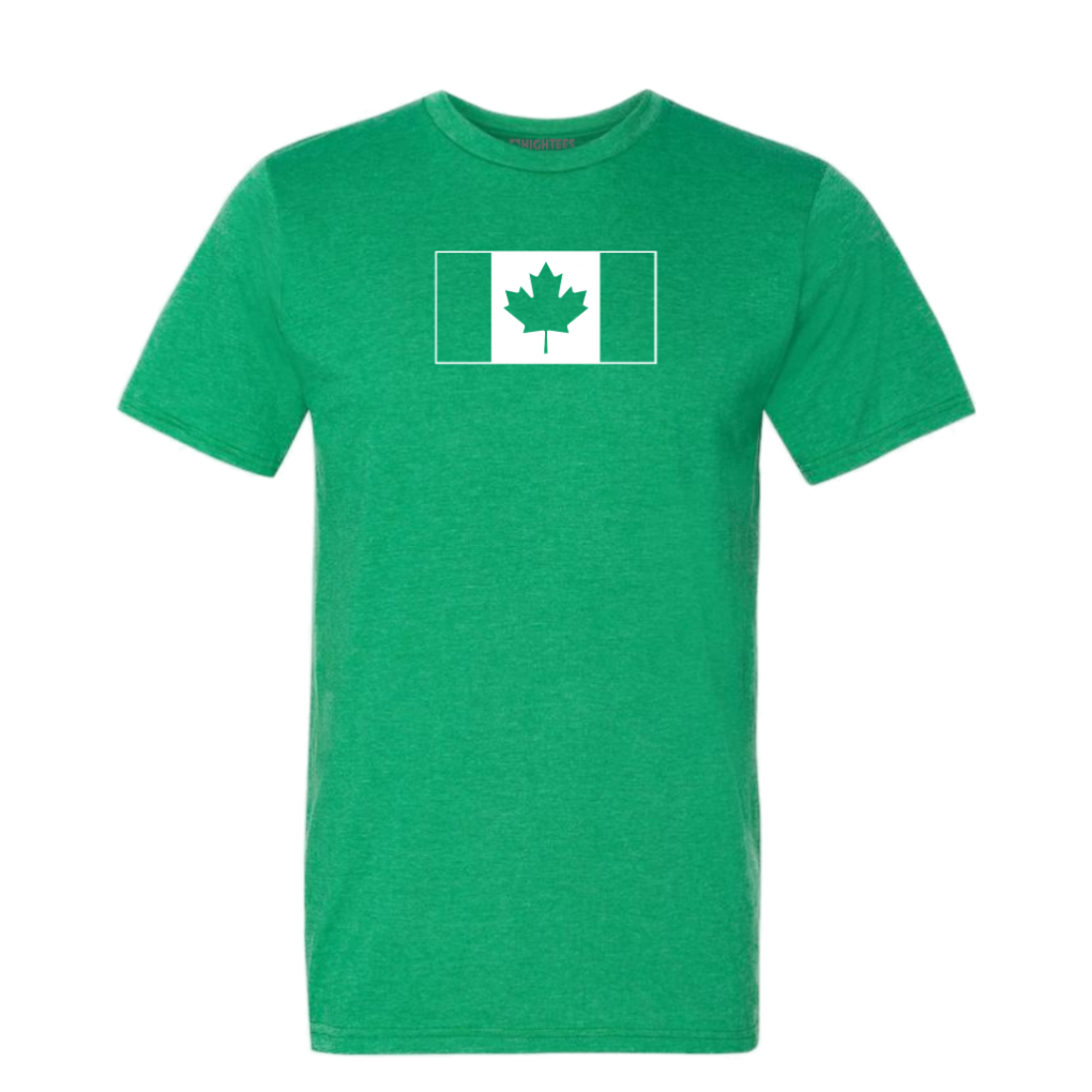 Mens Heather Green Canadian Flag