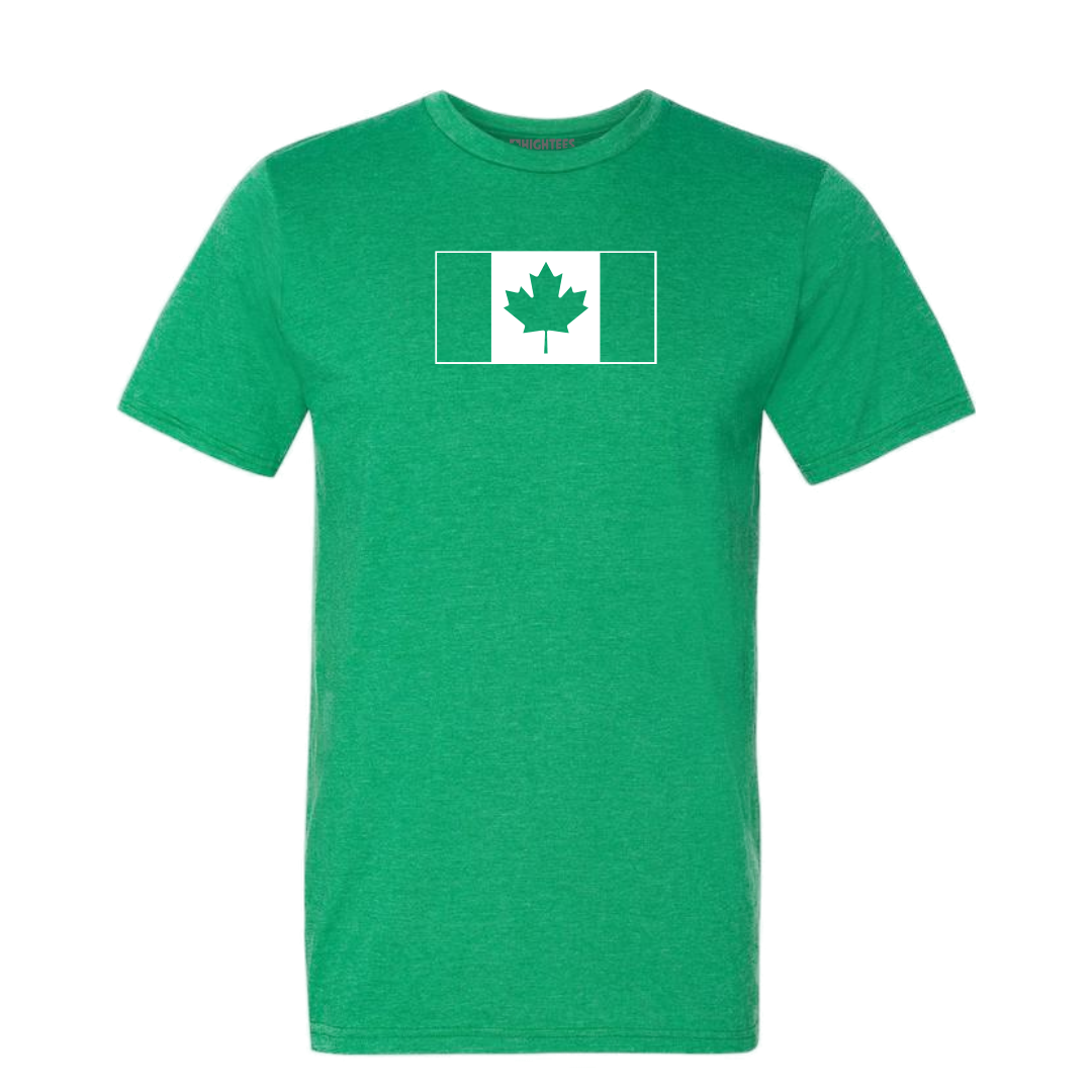 Mens Heather Green Canadian Flag
