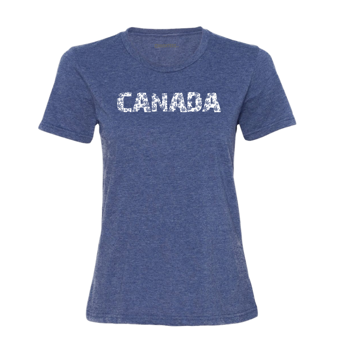 Ladies Heather Blue Canada Leaf