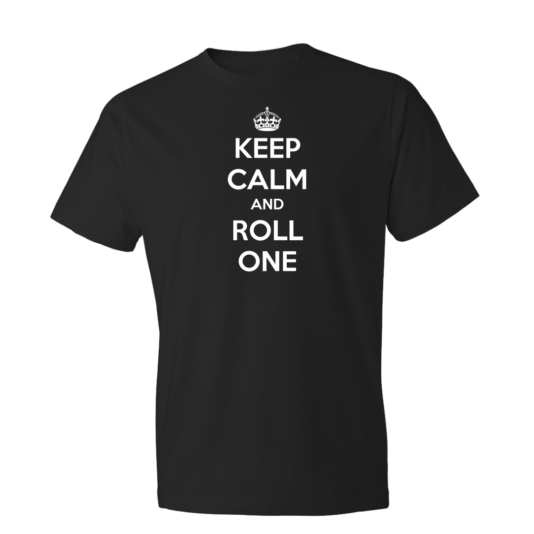 Mens Black Keep Calm and Roll One